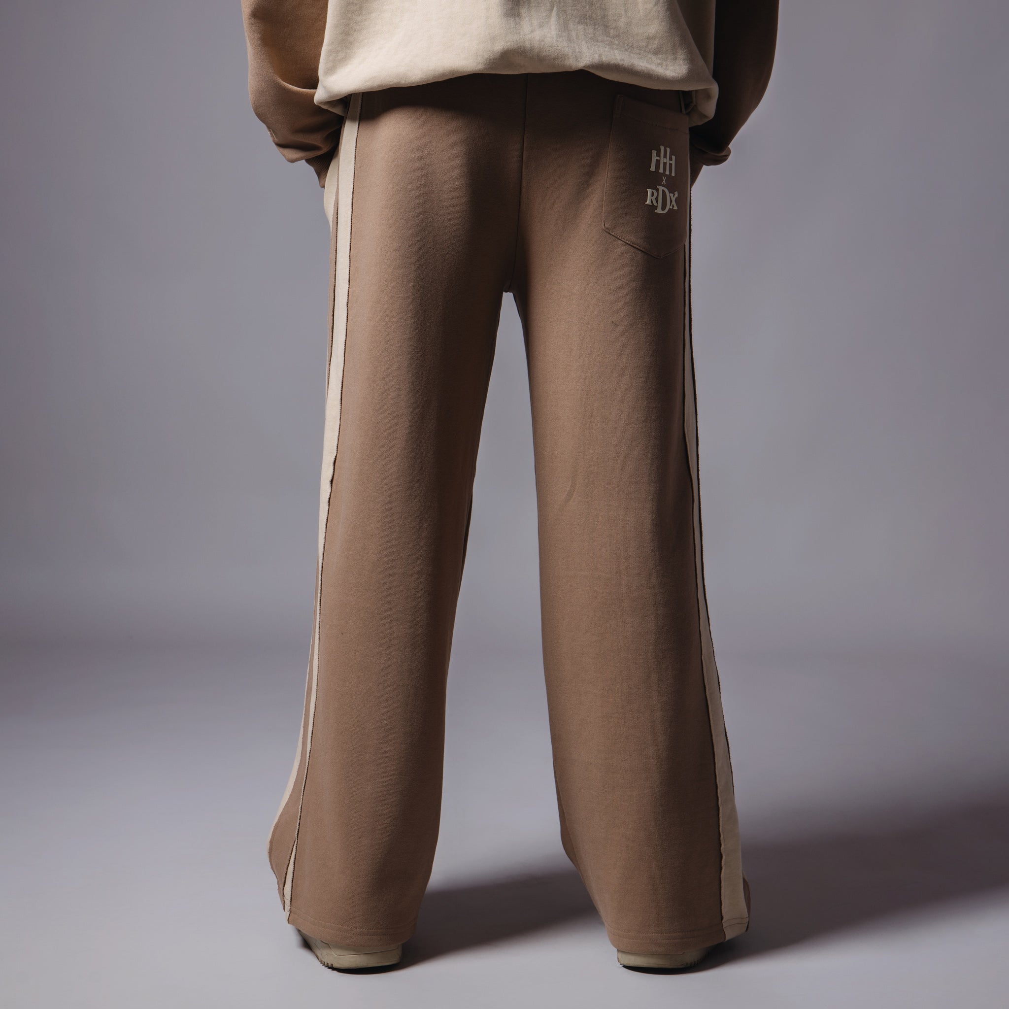 LIGHT BROWN & BEIGE RAW EDGE SWEATPANTS - Hophead