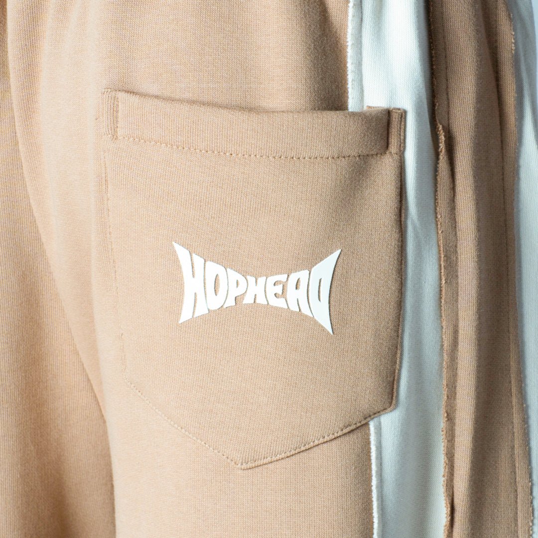 LIGHT BROWN & BEIGE RAW EDGE SWEATPANTS - Hophead