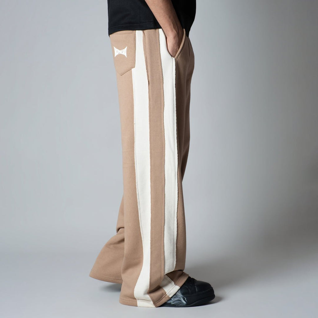LIGHT BROWN & BEIGE RAW EDGE SWEATPANTS - Hophead