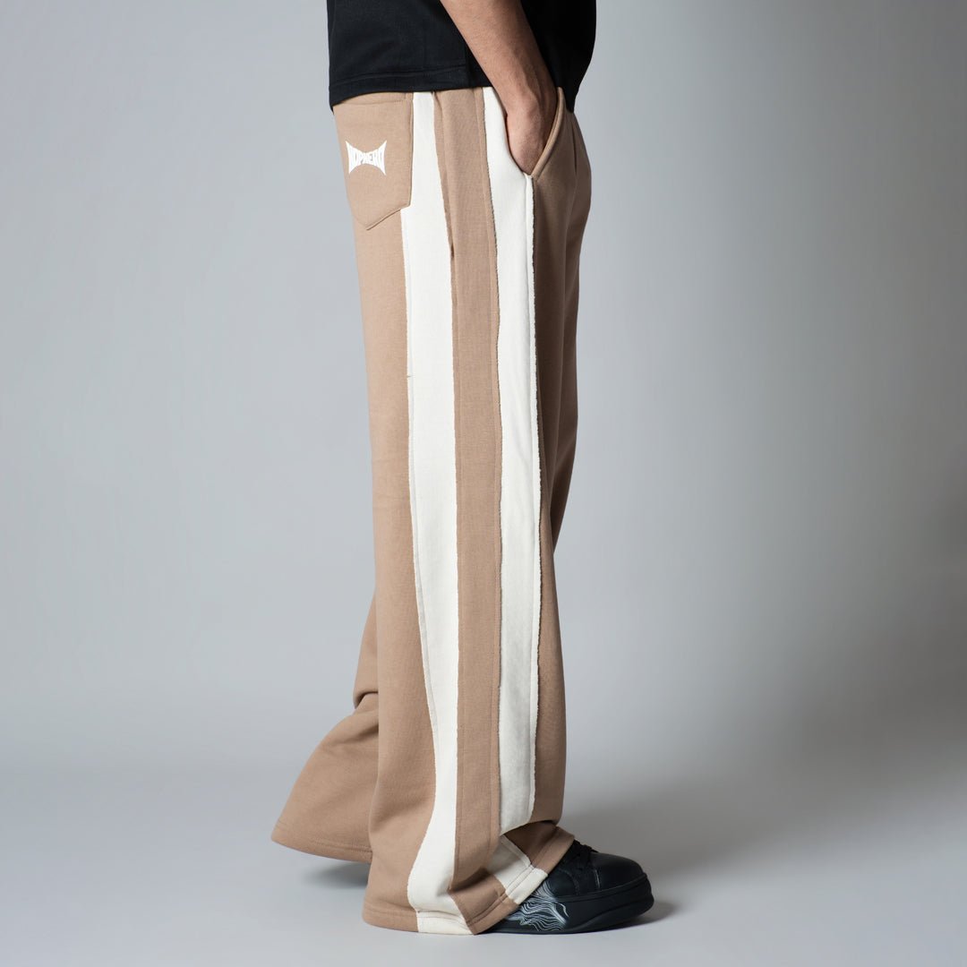 LIGHT BROWN & BEIGE RAW EDGE SWEATPANTS - Hophead