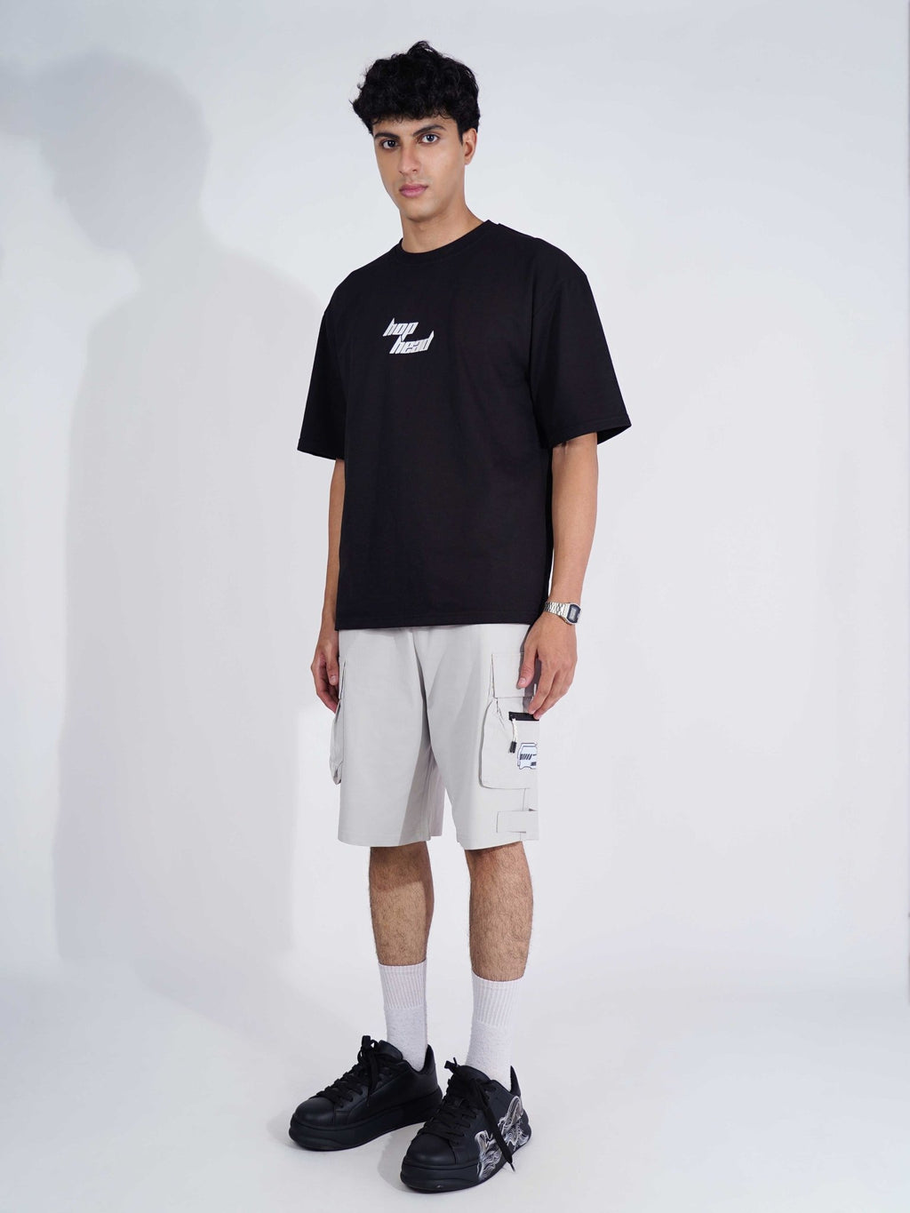 LIGHT GREY MILITARY CARGO OVERSIZED SHORTS - Hophead