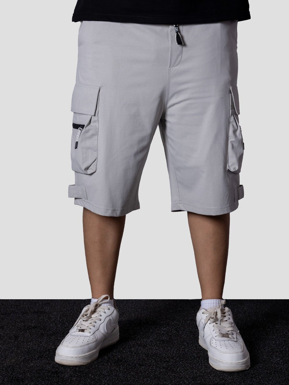 LIGHT GREY MILITARY CARGO OVERSIZED SHORTS - Hophead