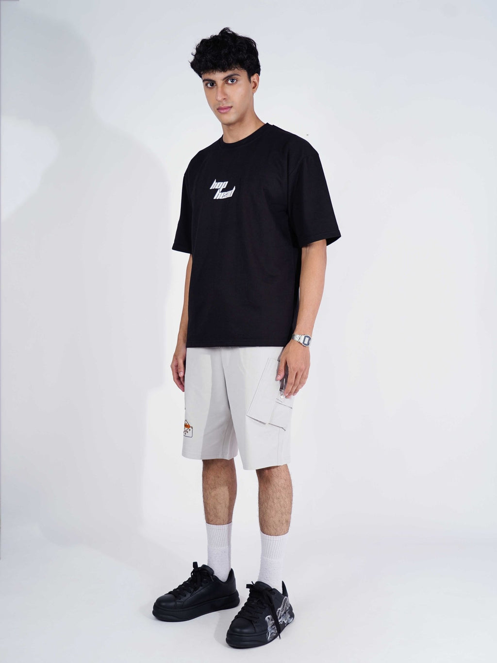 LIGHT GREY MULTI POCKET OVERSIZED SHORTS - Hophead