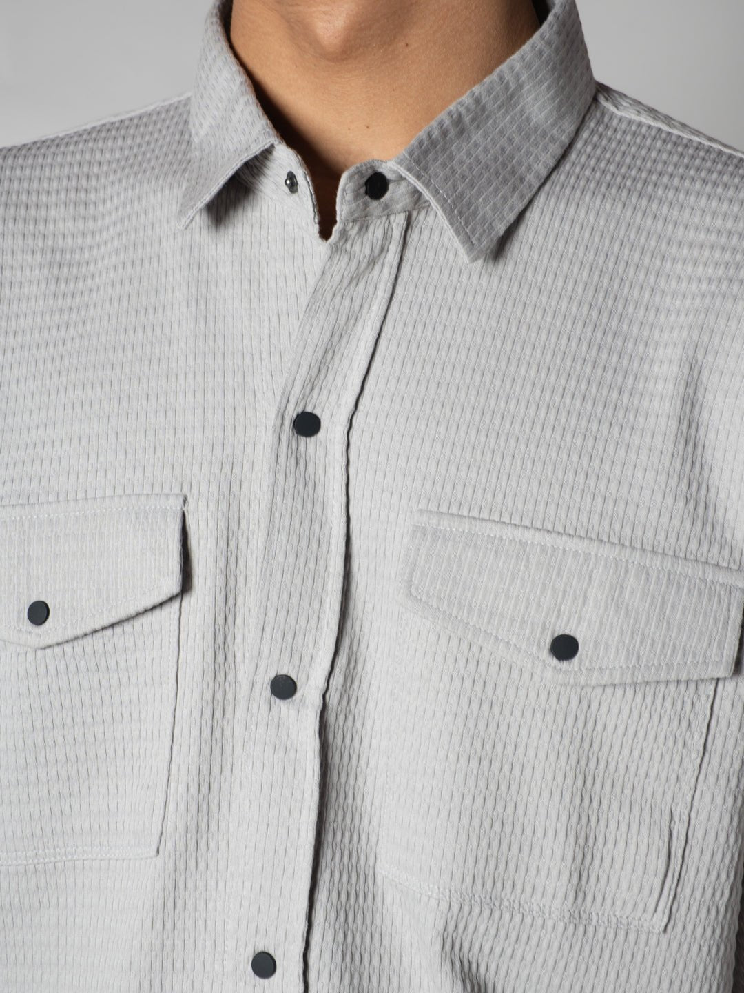 Light Grey Waffle Double Pocket Shirt - Hophead