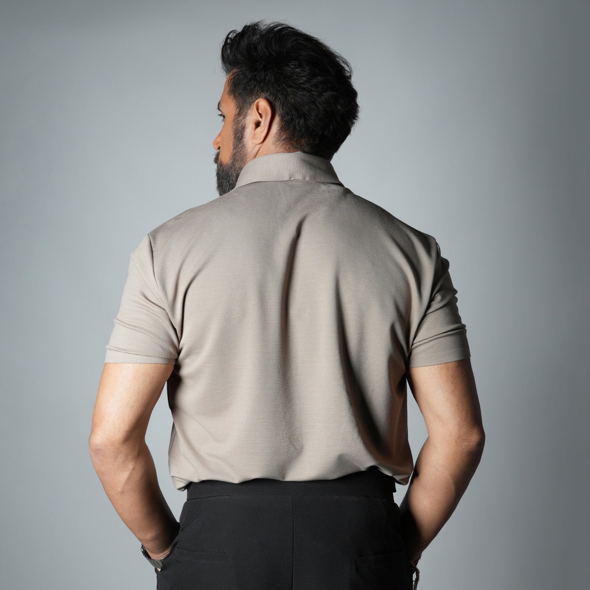 LIGHT TAUPE SEAMLESS TEXTURED POLO - Hophead