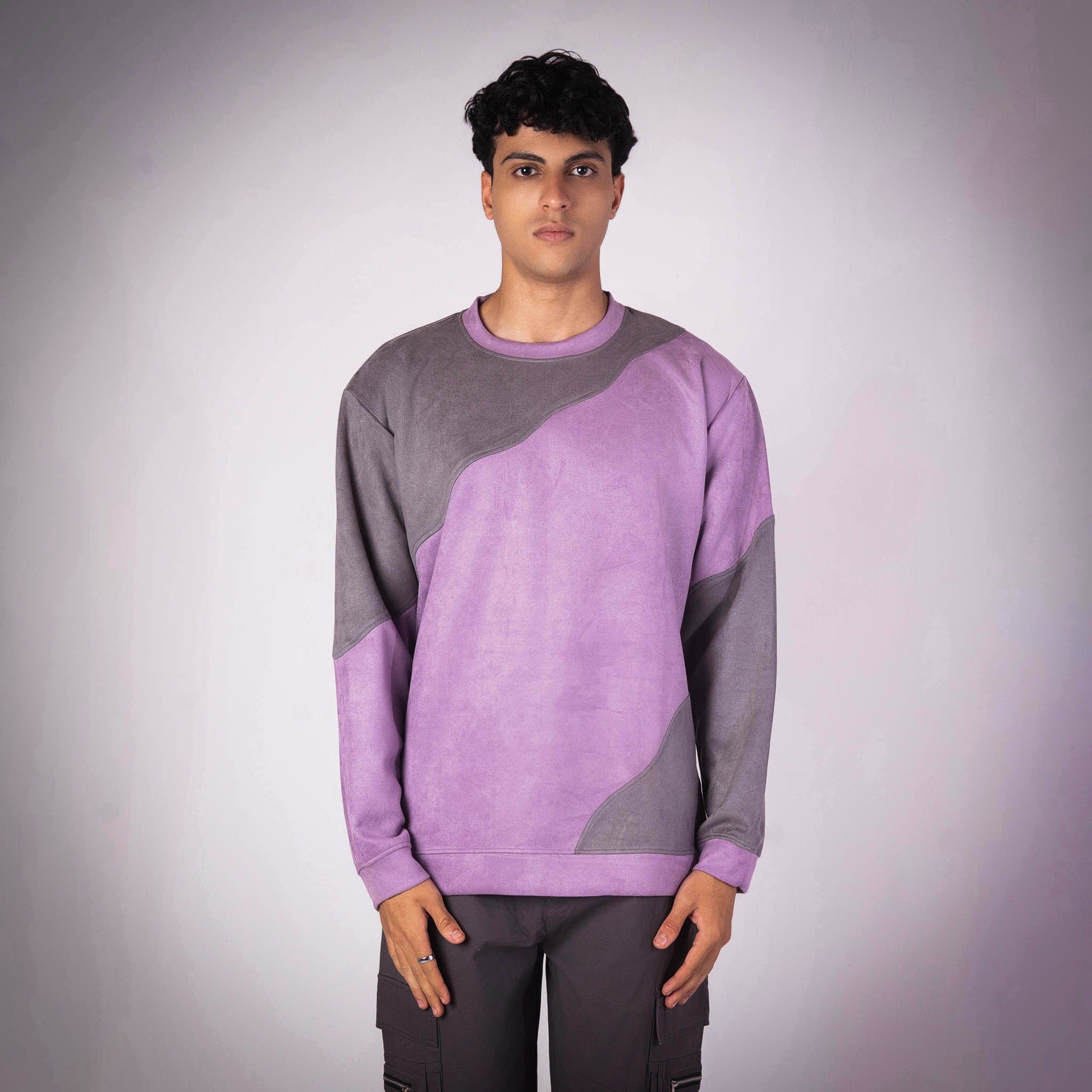 LILAC WAVY SUEDE SWEATSHIRT - Hophead