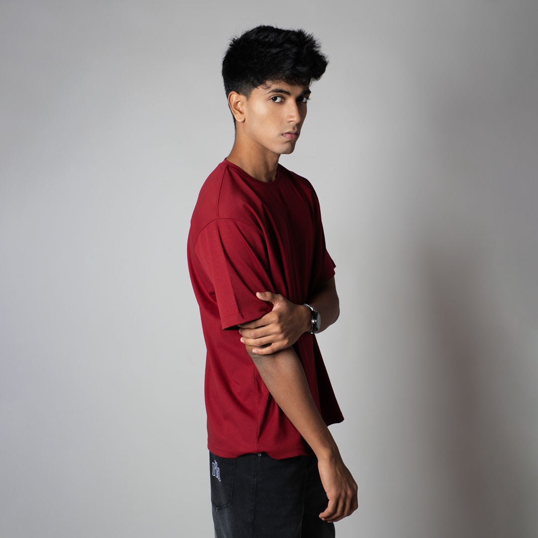 MAROON CREW NECK BASIC T - SHIRT - Hophead