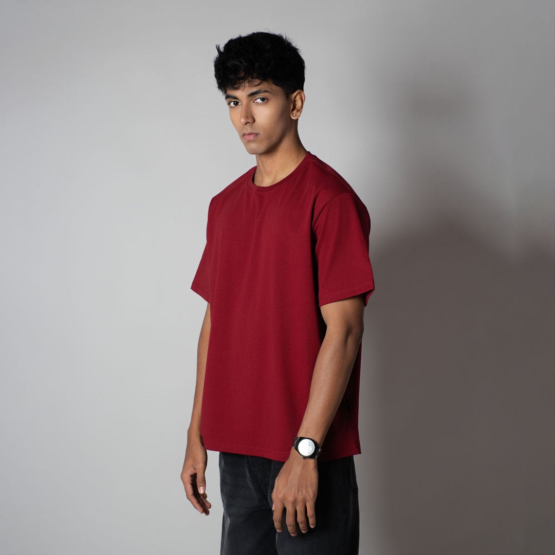 MAROON CREW NECK BASIC T - SHIRT - Hophead