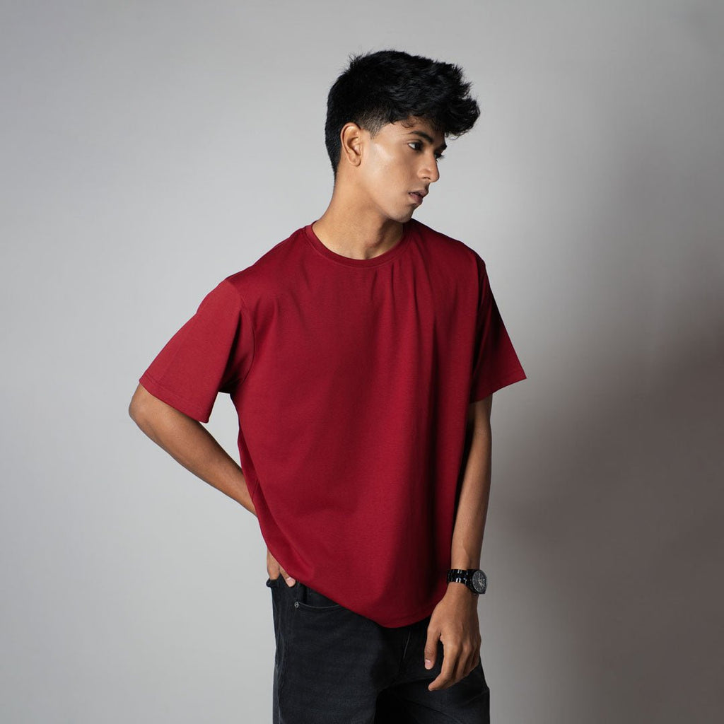 MAROON CREW NECK BASIC T - SHIRT - Hophead