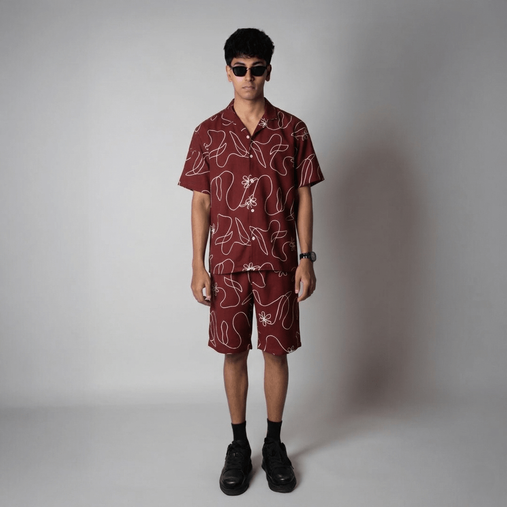MAROON EMBROIDERED CO - ORD SET - Hophead