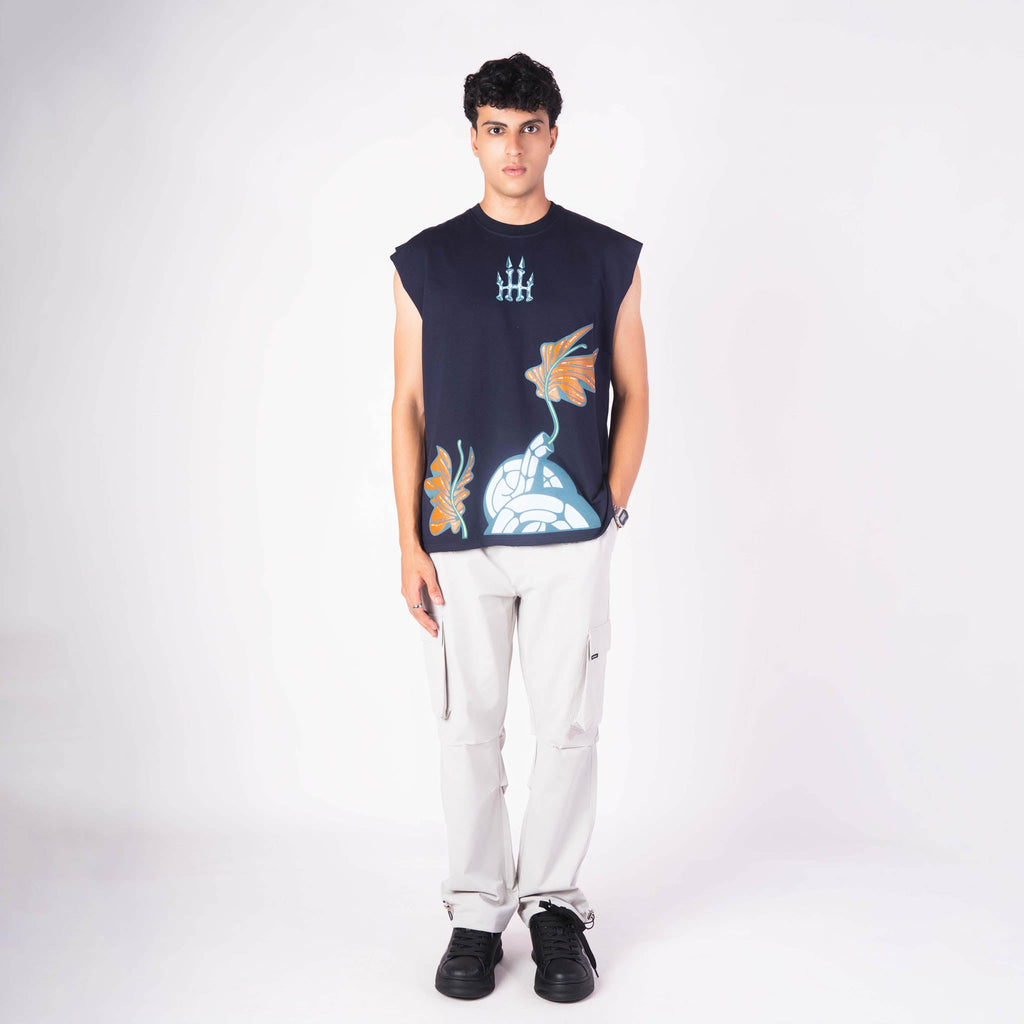 MERMAID OVERSIZED GRAPHIC SLEEVELESS VEST - Hophead