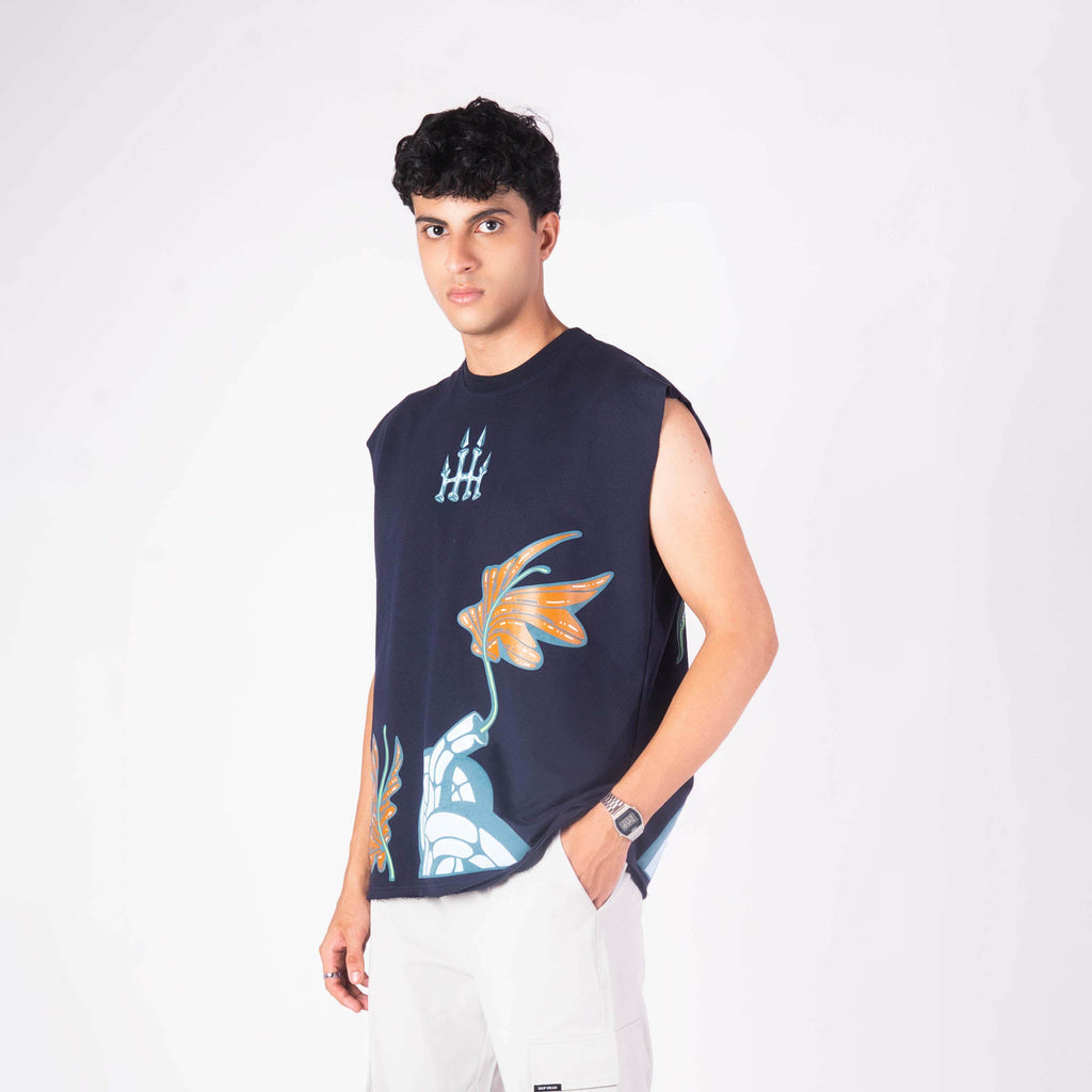 MERMAID OVERSIZED GRAPHIC SLEEVELESS VEST - Hophead