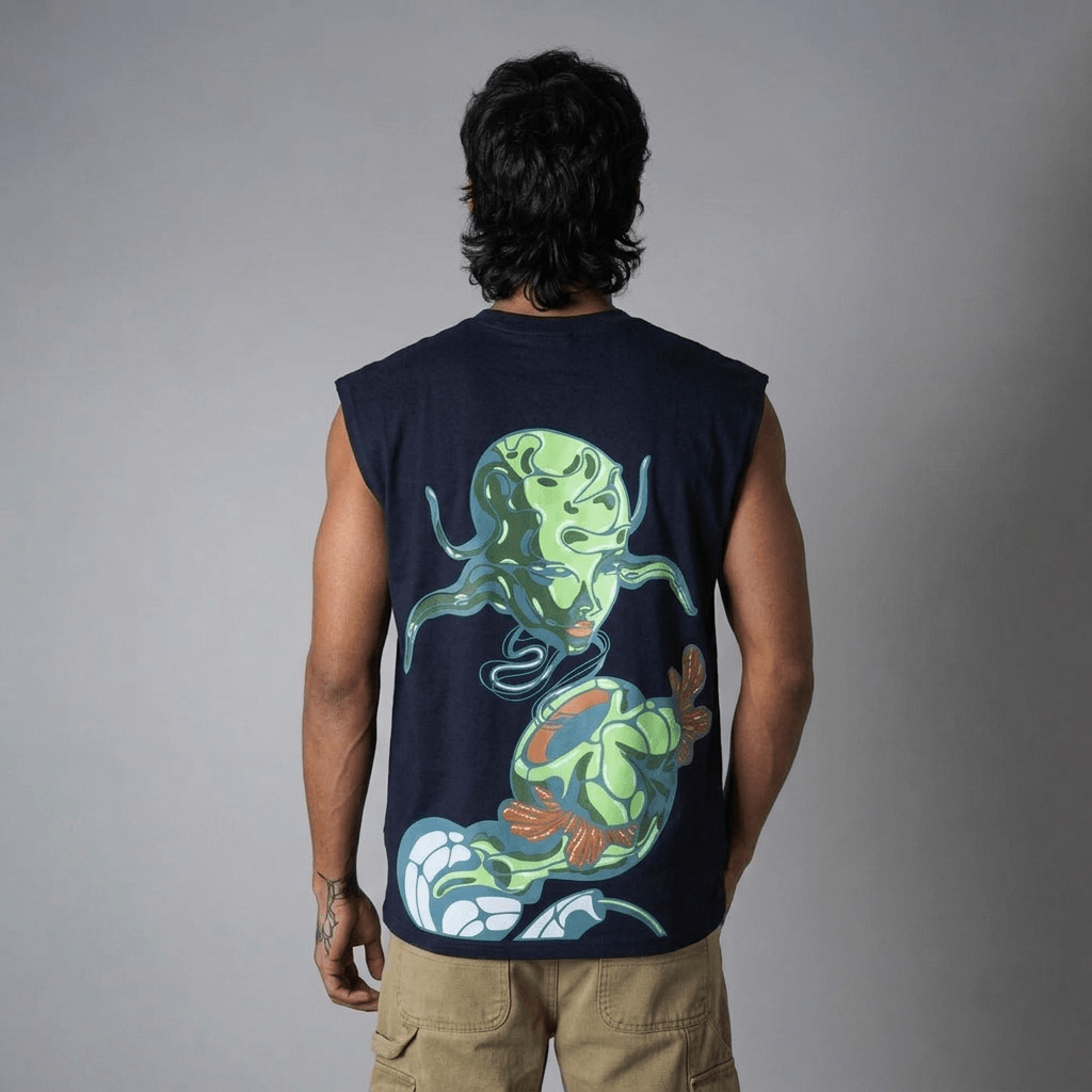 MERMAID OVERSIZED GRAPHIC SLEEVELESS VEST - Hophead