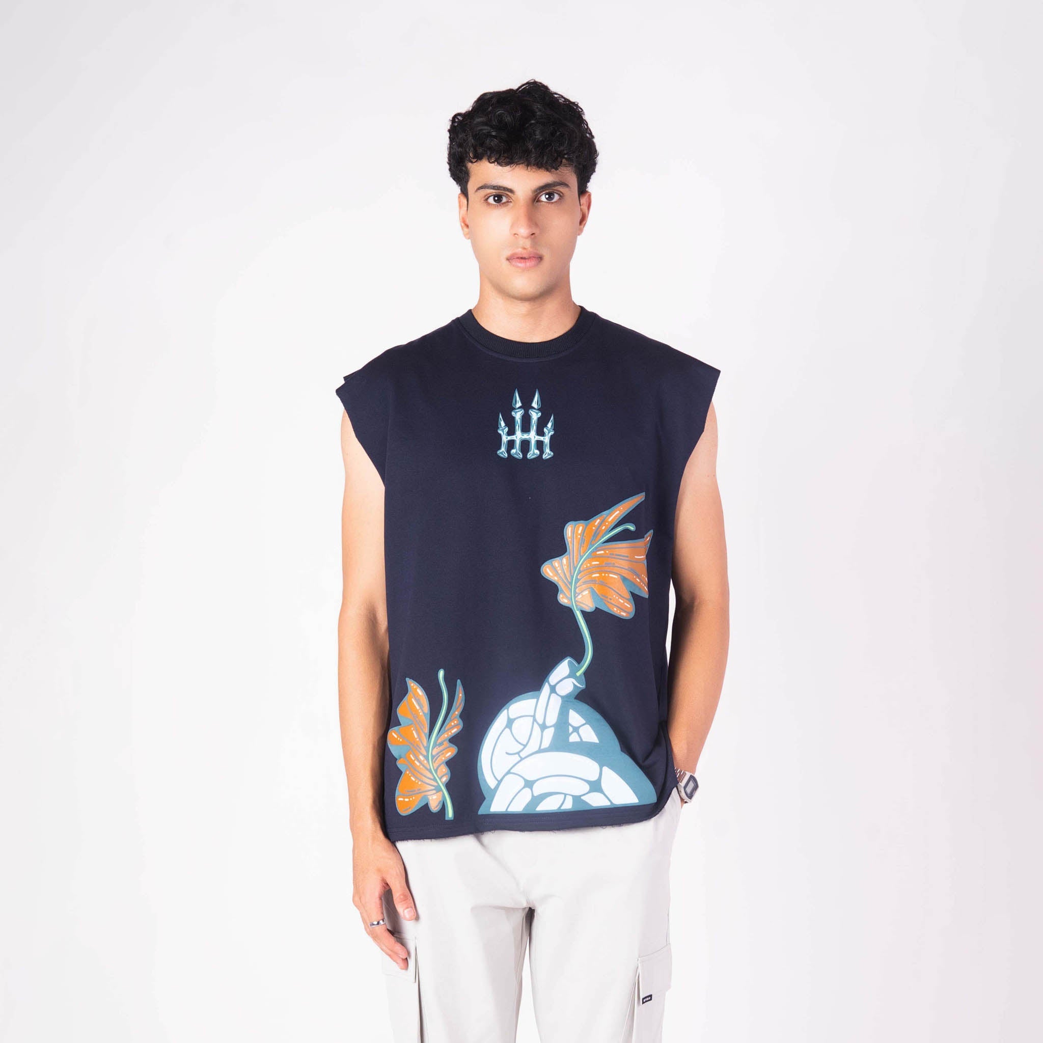 MERMAID OVERSIZED GRAPHIC SLEEVELESS VEST - Hophead