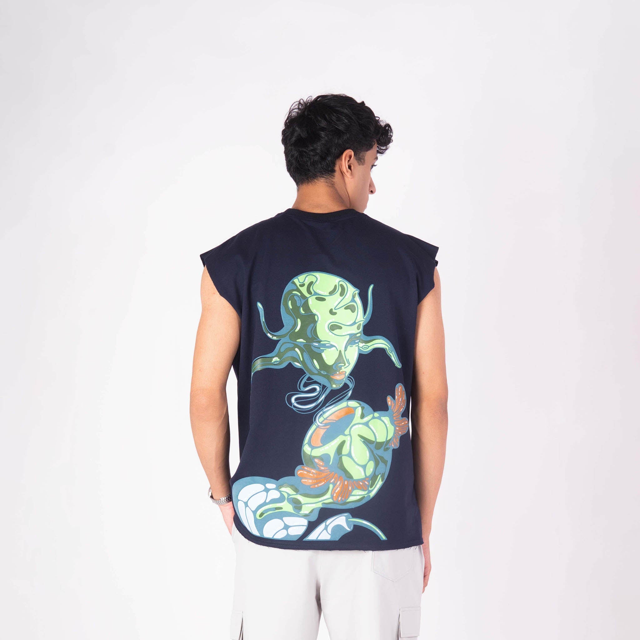 MERMAID OVERSIZED GRAPHIC SLEEVELESS VEST - Hophead