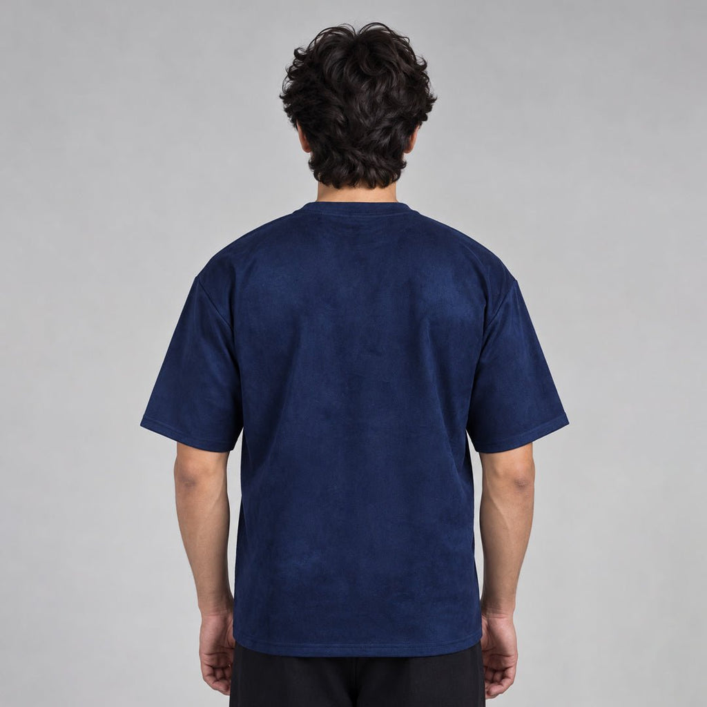MIDNIGHT BLUE EMBROIDERED SUEDE T-SHIRT - Hophead
