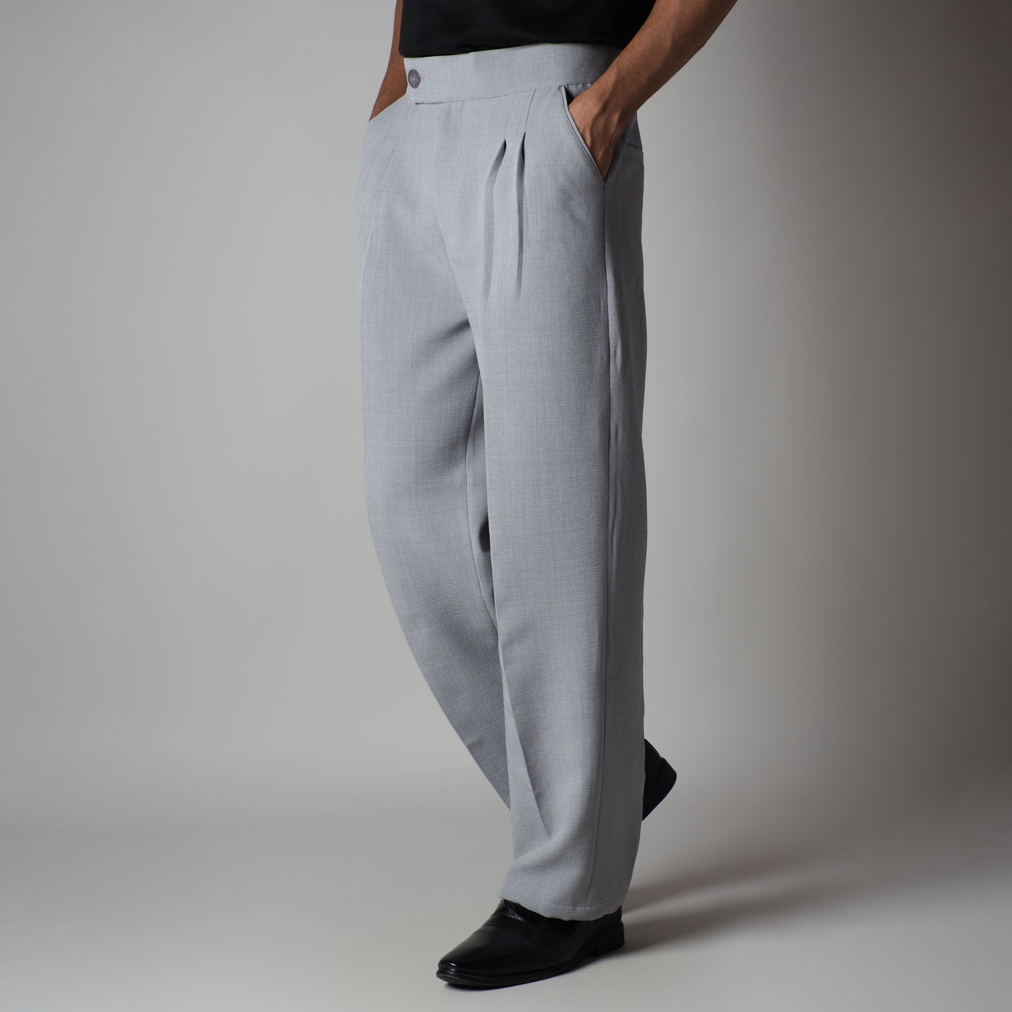 MOON GREY SINGLE BUTTON TROUSER - Hophead