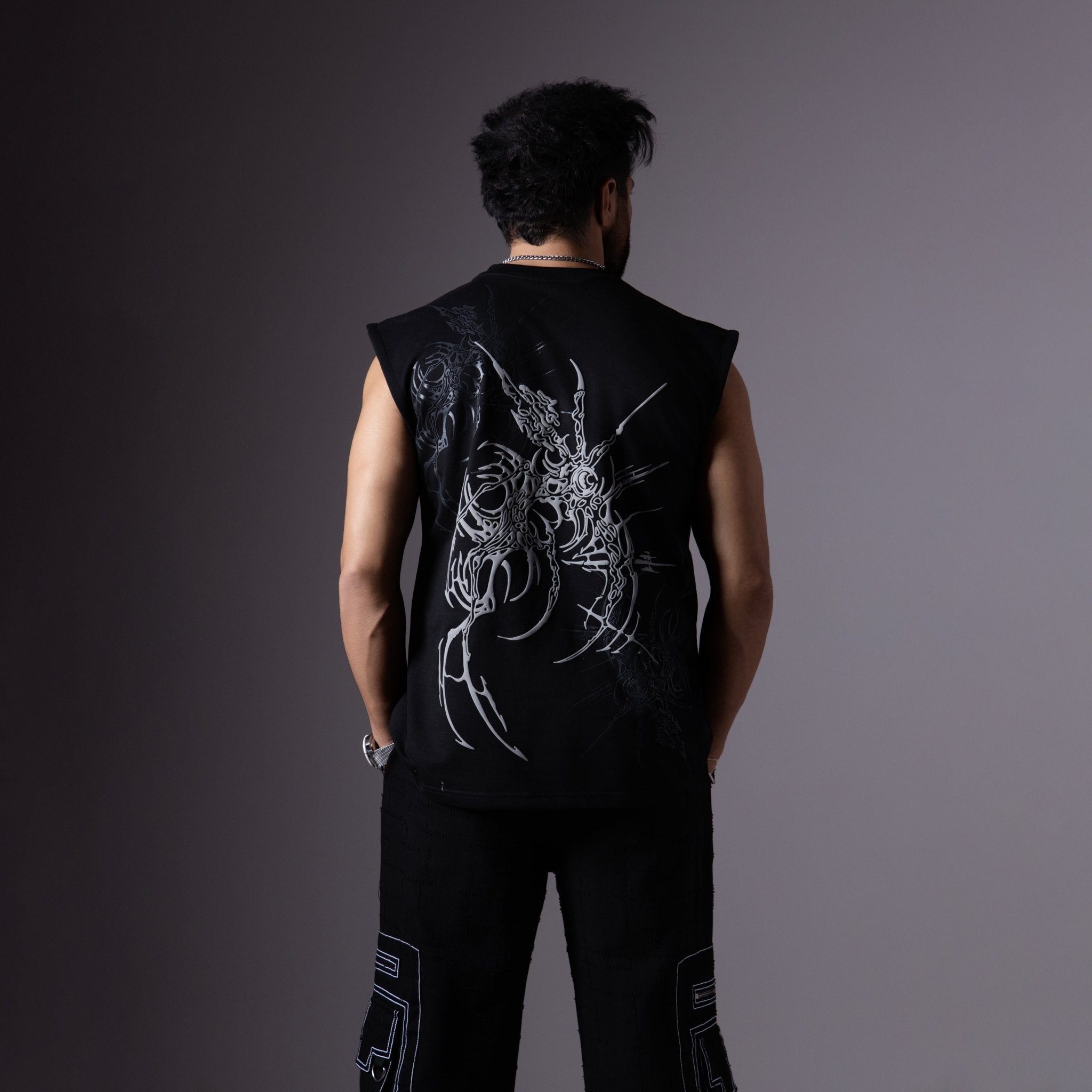 MORNING STAR BLACK SLEEVELESS GRAPHIC T - SHIRT - Hophead