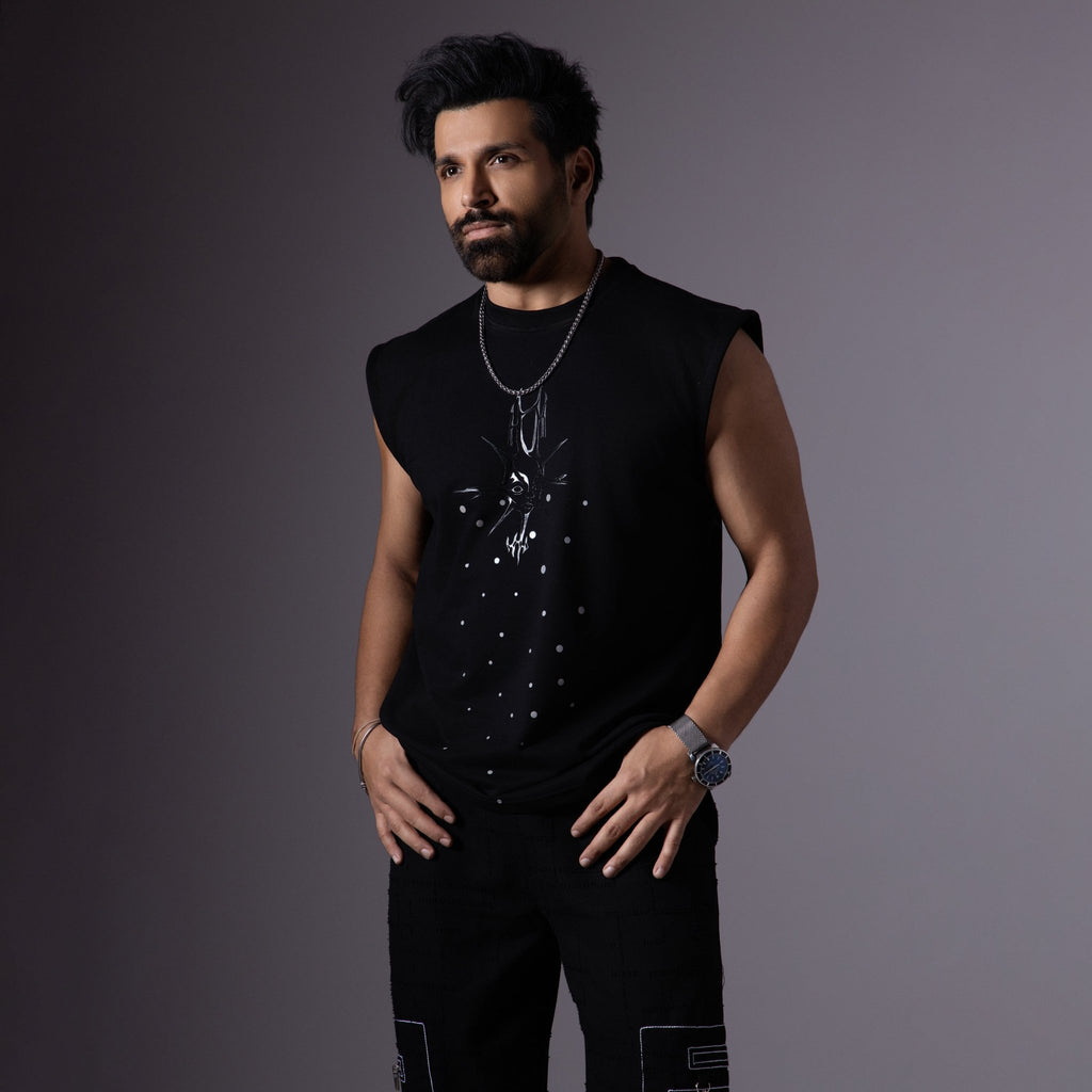 MORNING STAR BLACK SLEEVELESS GRAPHIC T - SHIRT - Hophead