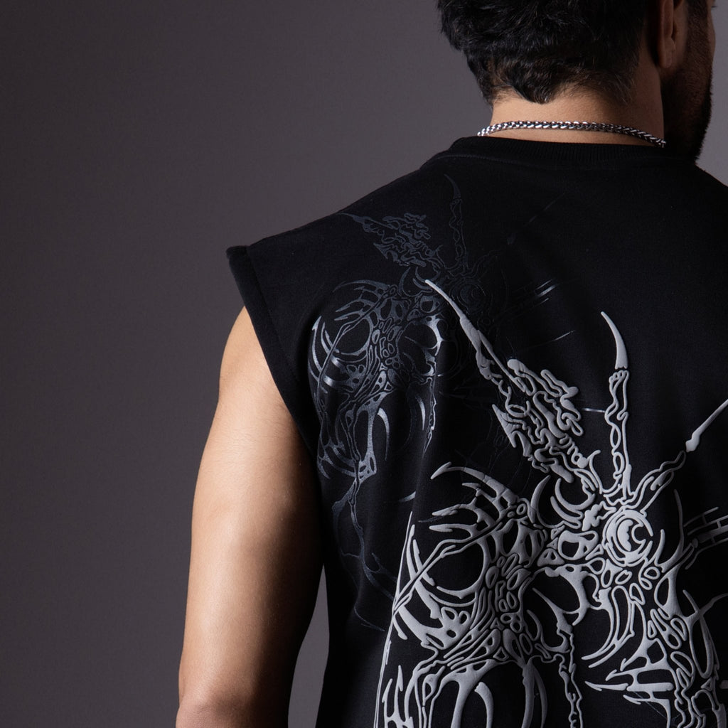 MORNING STAR BLACK SLEEVELESS GRAPHIC T - SHIRT - Hophead