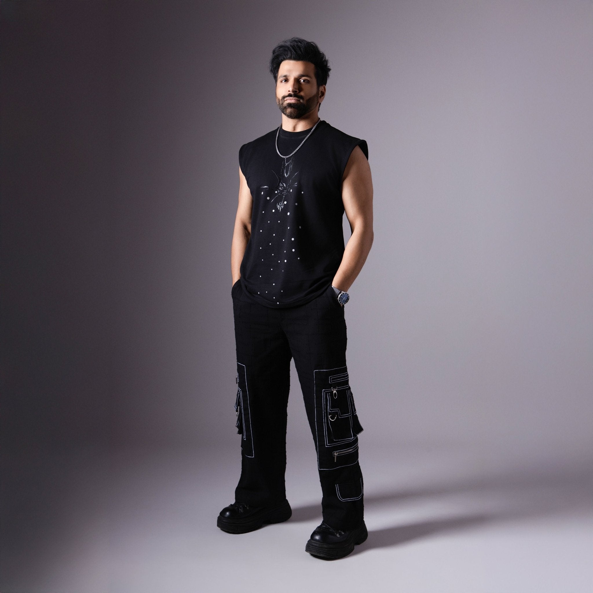 MORNING STAR BLACK SLEEVELESS GRAPHIC T - SHIRT - Hophead