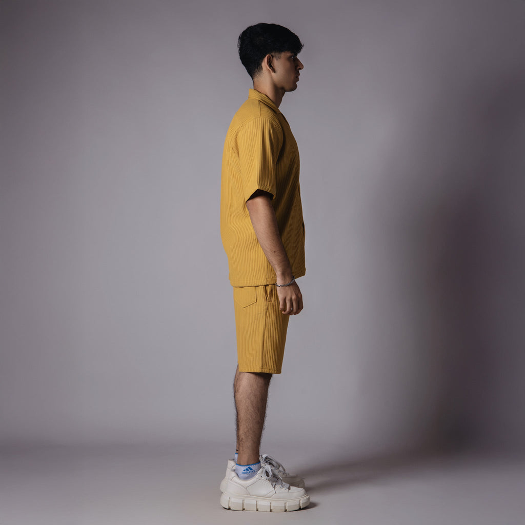 MUSTARD STRIPPED TEXTURED CO - ORD SET - Hophead