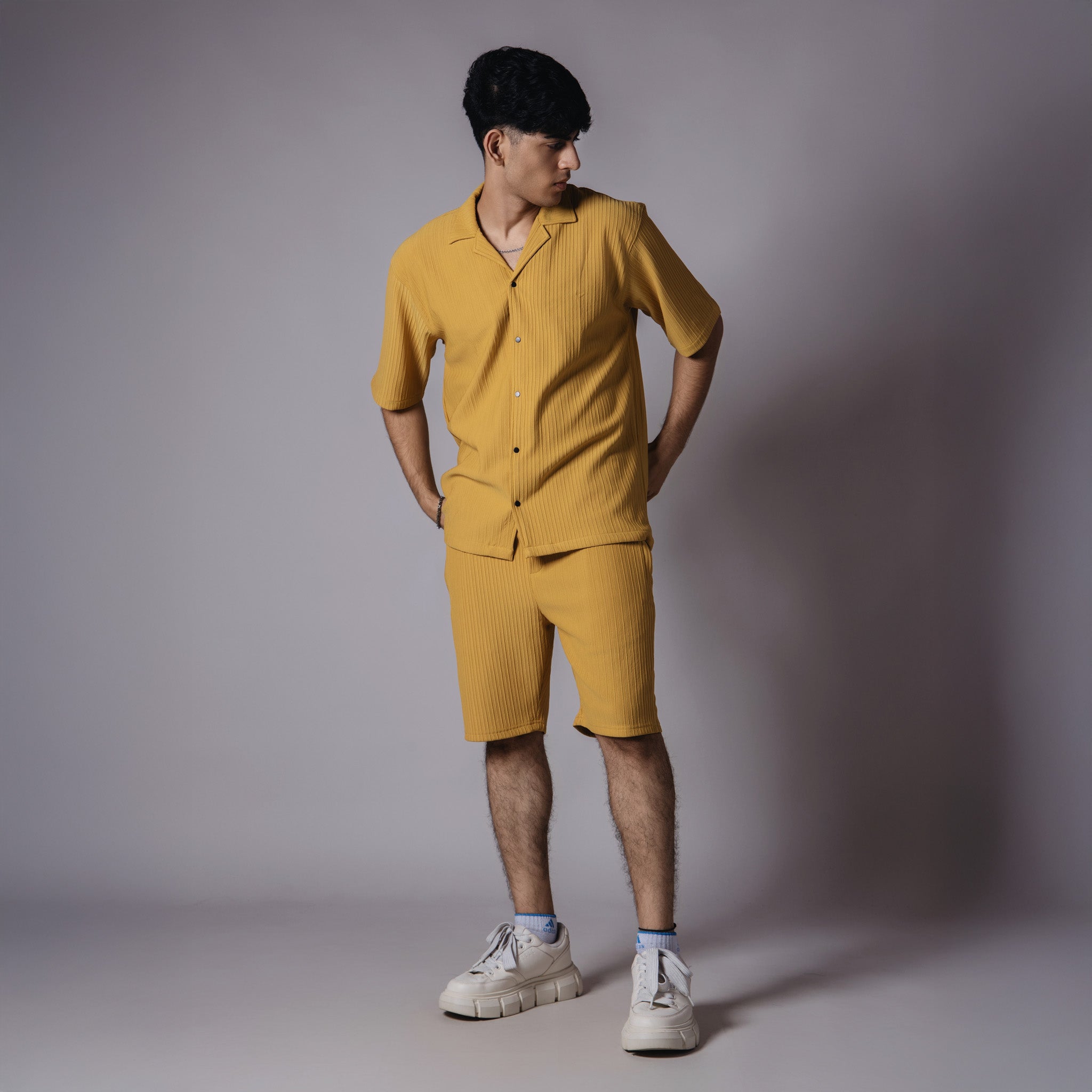 MUSTARD STRIPPED TEXTURED CO - ORD SET - Hophead