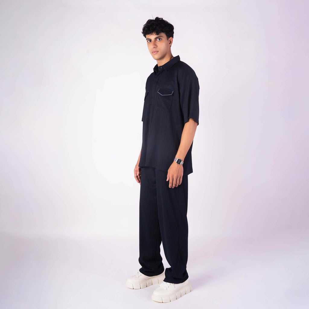 NAVY BLUE CRINKLE CO - ORD SET - Hophead