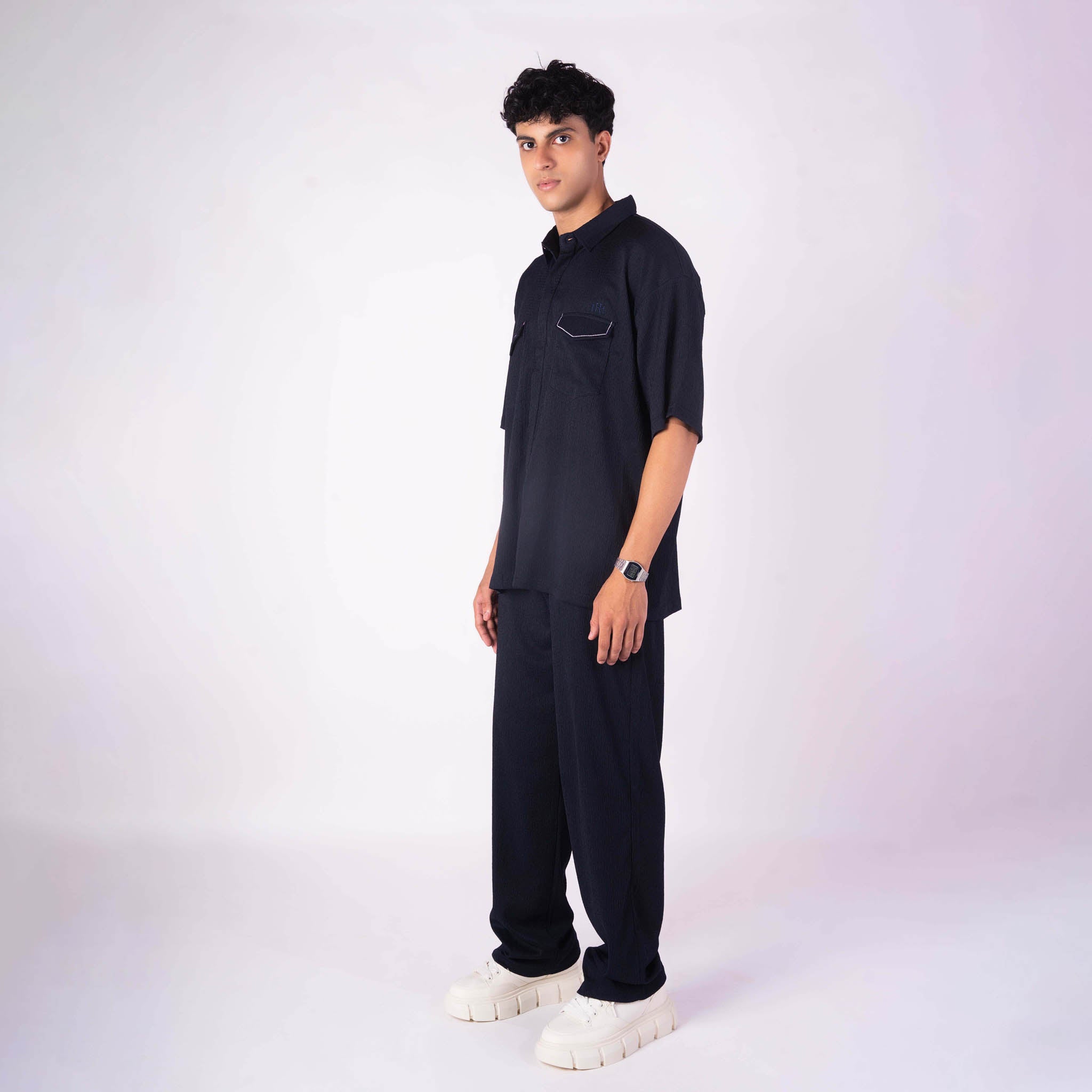 NAVY BLUE CRINKLE CO - ORD SET - Hophead