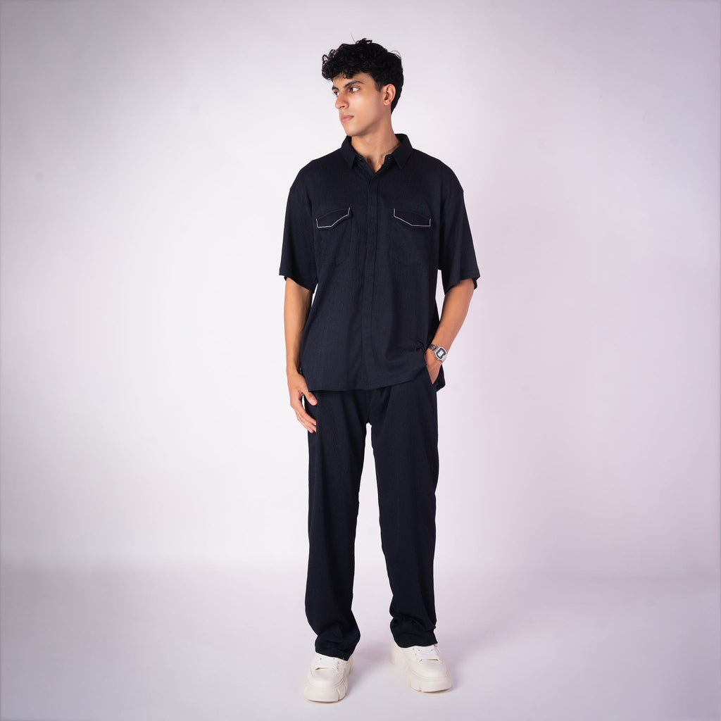 NAVY BLUE CRINKLE CO - ORD SET - Hophead