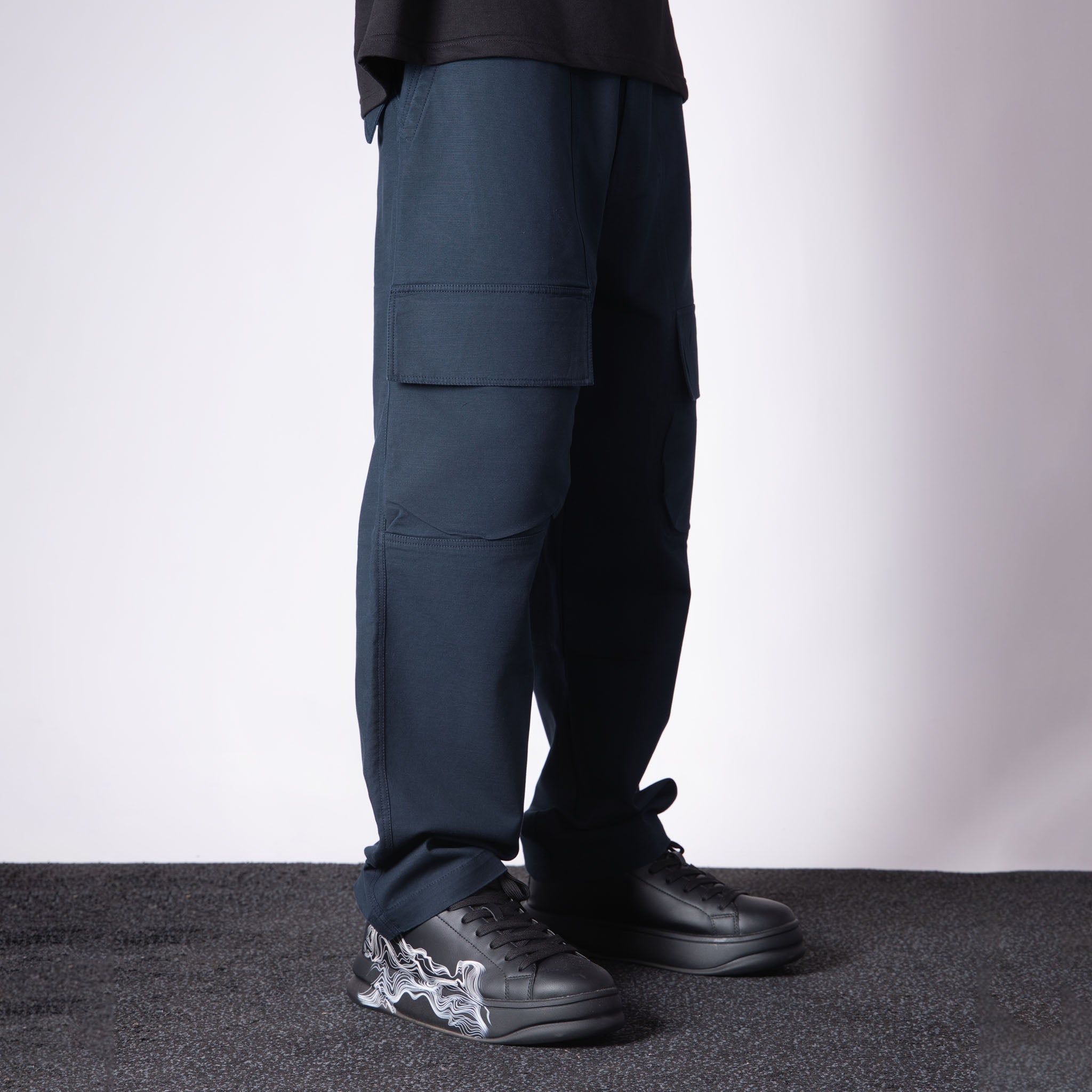 NAVY BLUE FRONT POCKET COTTON CARGO - Hophead