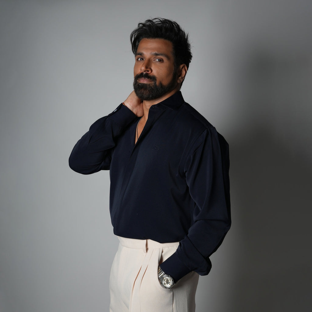 NAVY BLUE KOREAN ULTRALITE SHIRT - Hophead