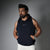 NAVY BLUE RAW EDGE SLEEVELESS HOODIE
