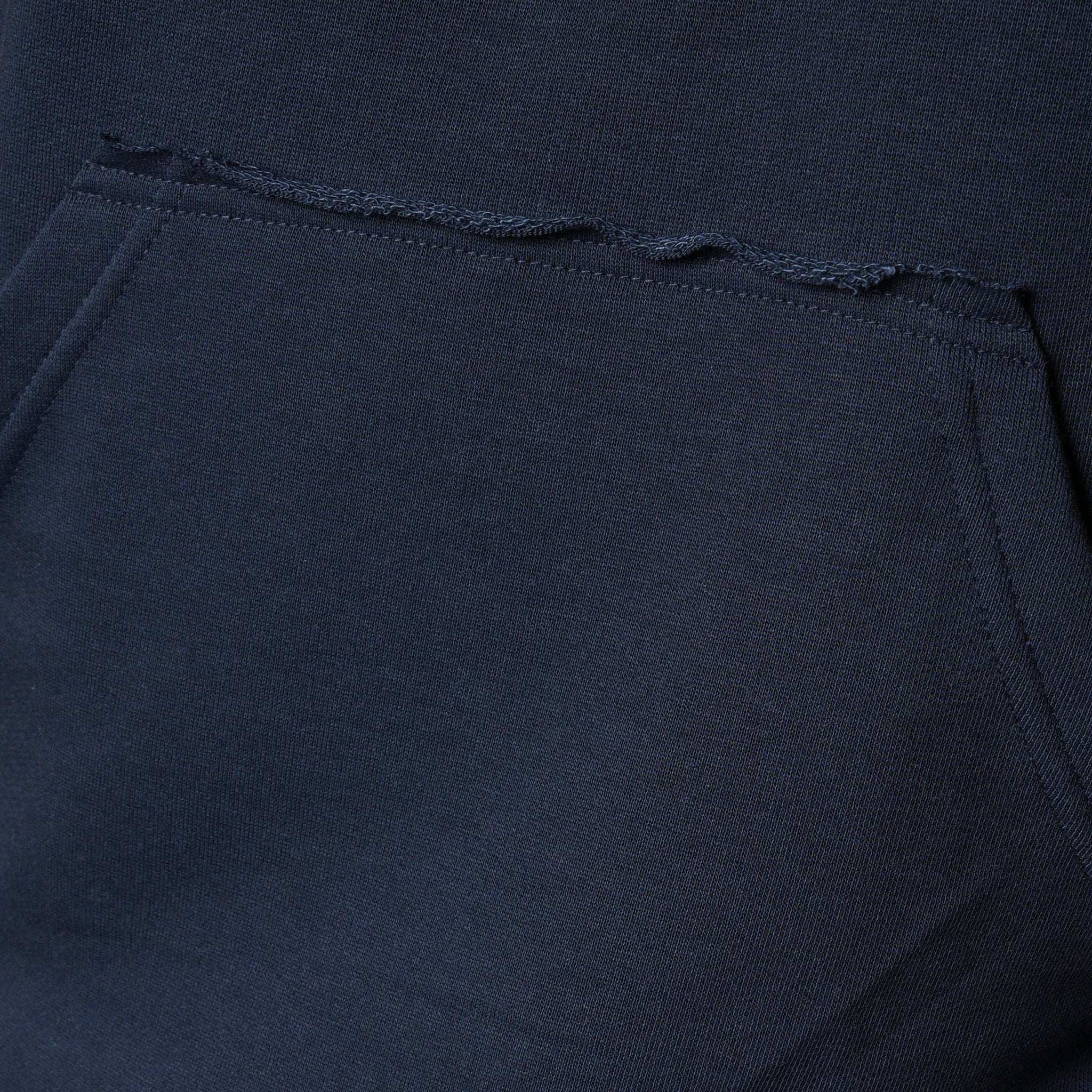 NAVY BLUE RAW EDGE SLEEVELESS HOODIE - Hophead