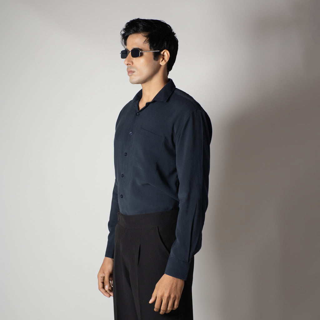 NAVY ESSENTIAL SUEDE LUXE SHIRT - Hophead