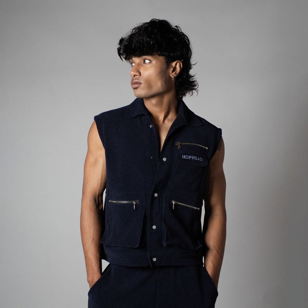 NAVY KNITDRIP UTILITY JACKET - Hophead