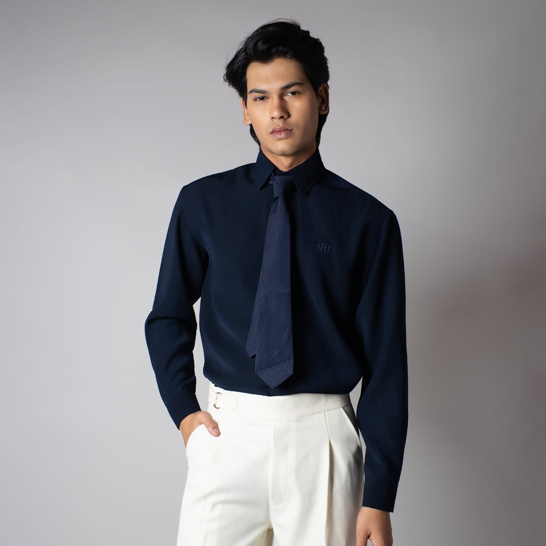 NAVY KOREAN SHIRT - Hophead