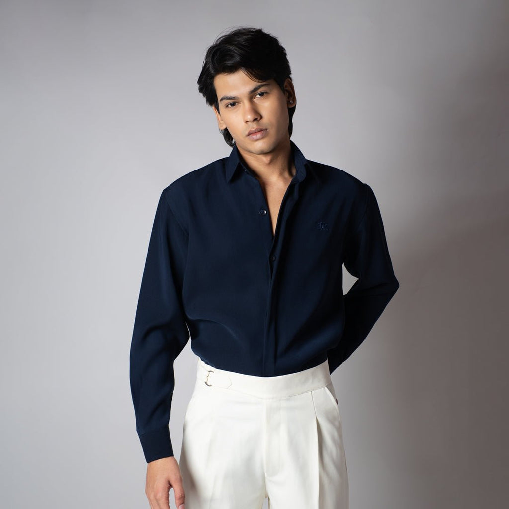 NAVY KOREAN SHIRT - Hophead