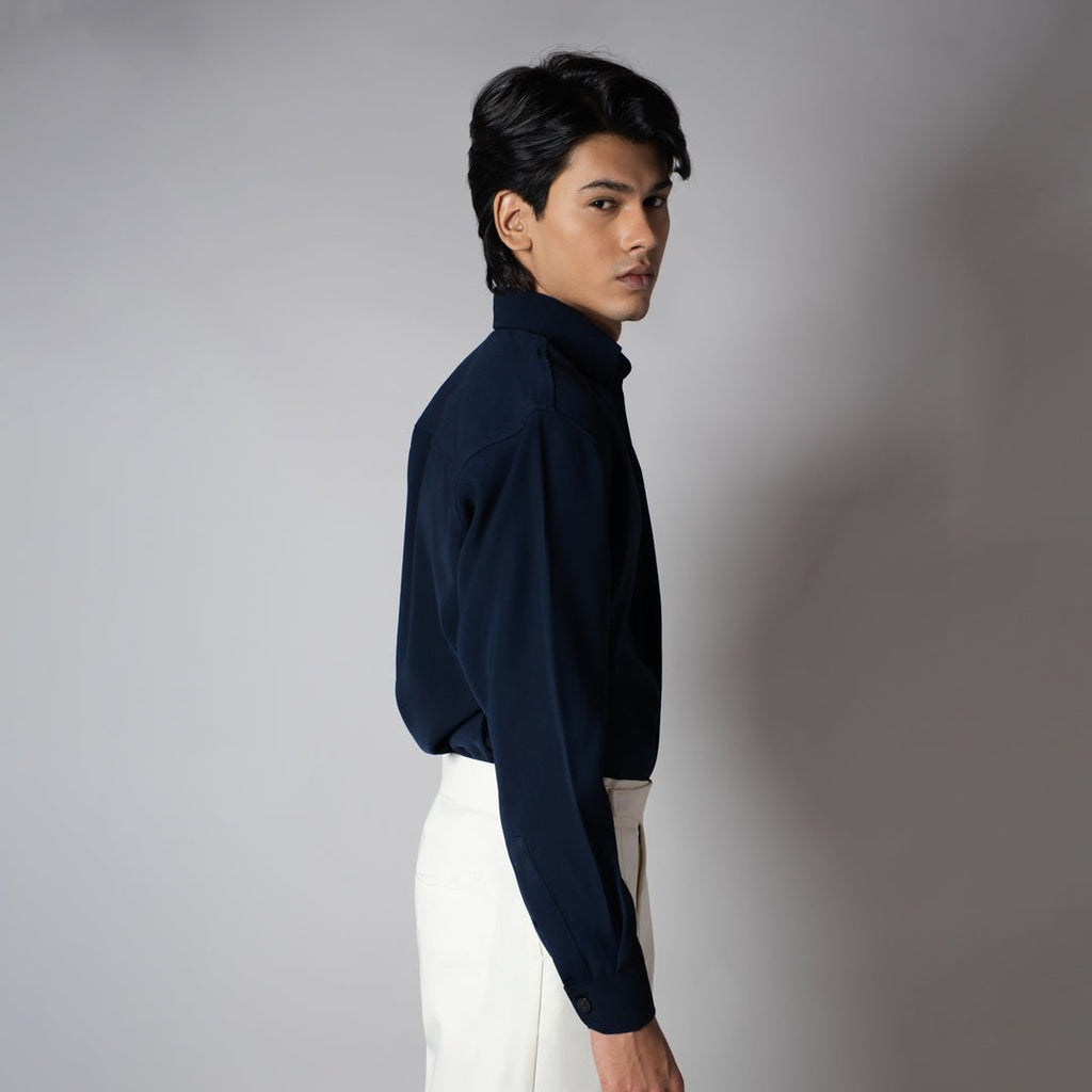 NAVY KOREAN SHIRT - Hophead