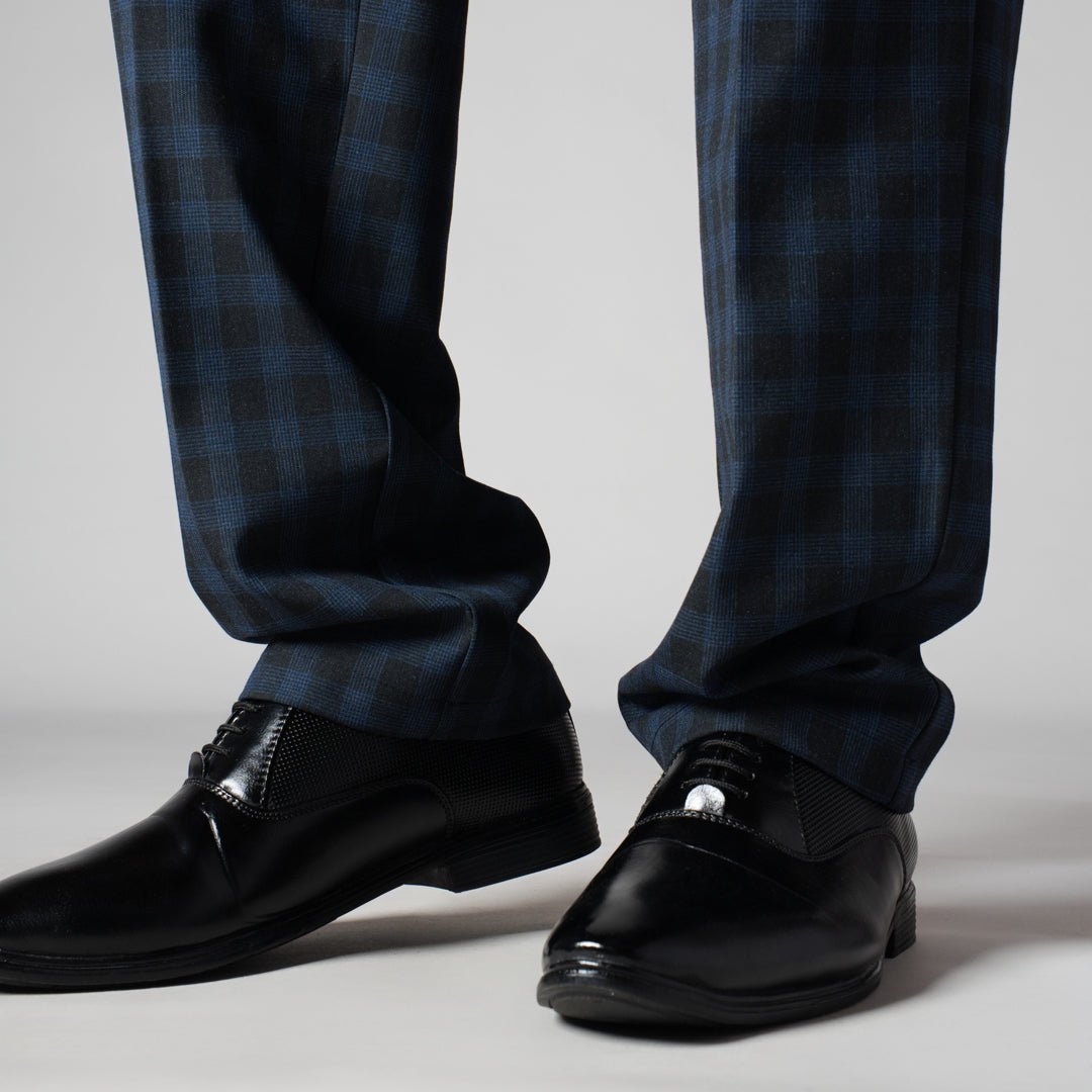 NAVY PLAID REGULAR FIT TROUSER - Hophead