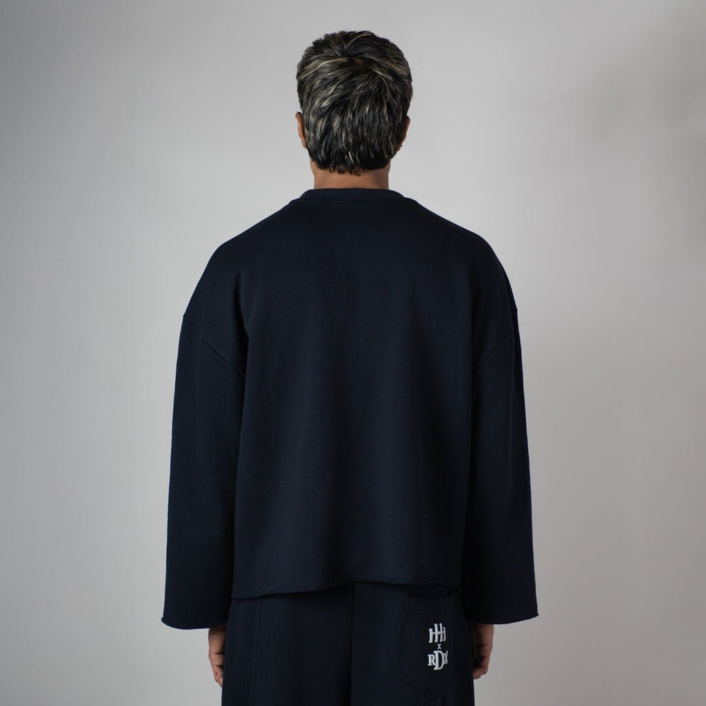 NAVY RAW EDGE SWEATSHIRT - Hophead