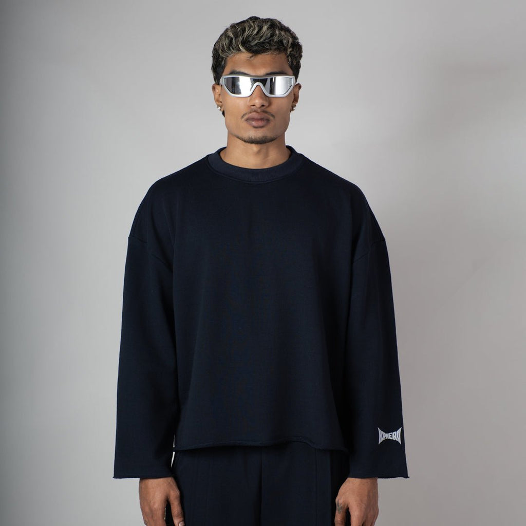 NAVY RAW EDGE SWEATSHIRT - Hophead