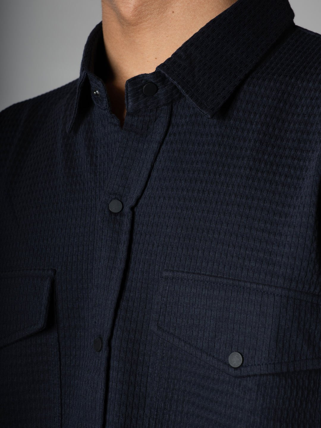 Navy Waffle Double Pocket Shirt - Hophead