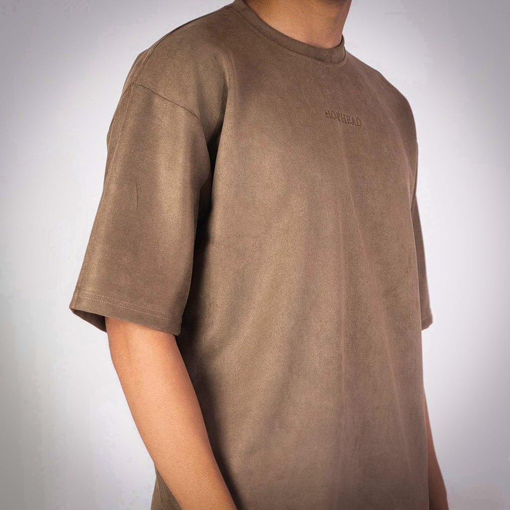 OAK BROWN SUEDE EMBROIDERED T - SHIRT - Hophead