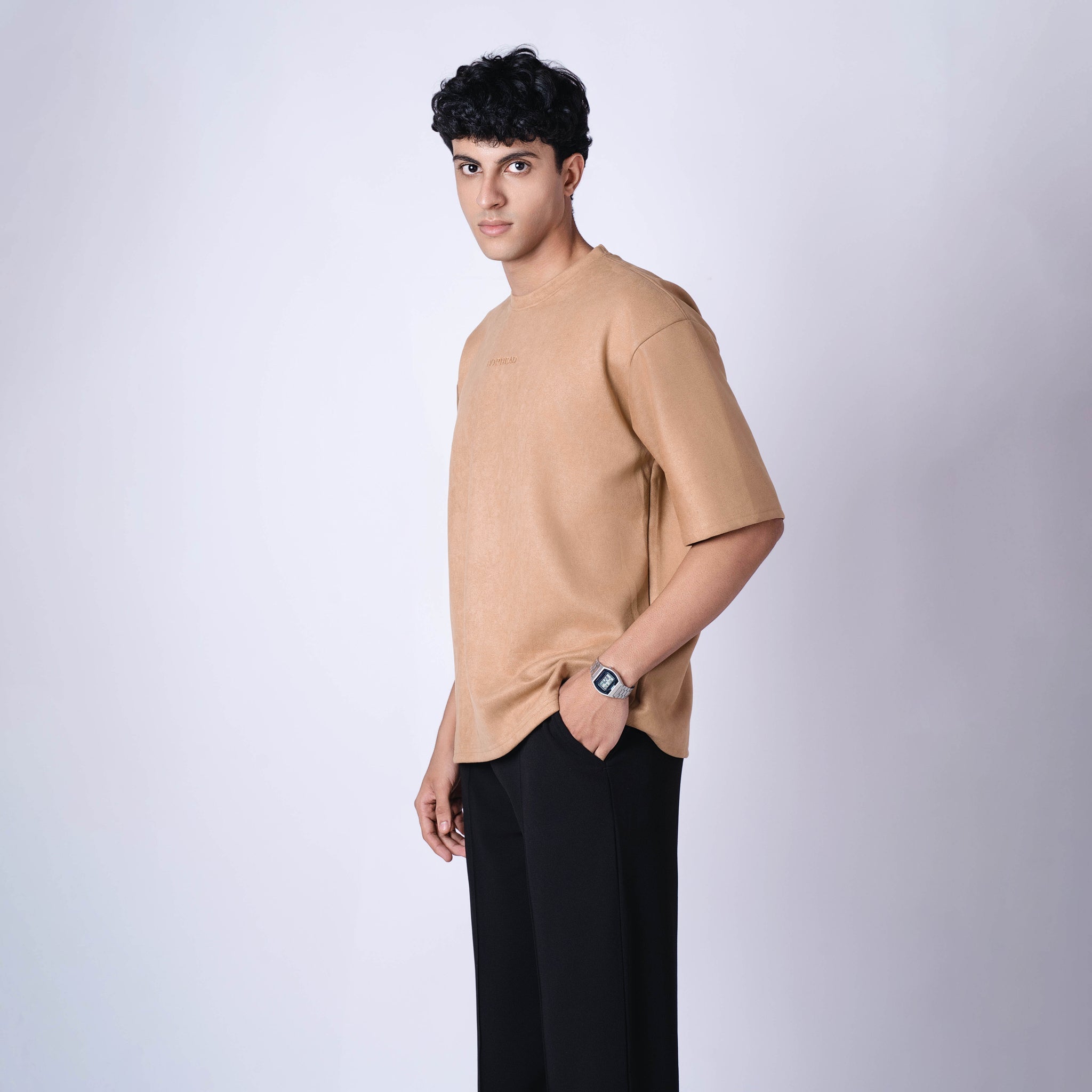 OCHRE SUEDE EMBROIDERED T - SHIRT - Hophead
