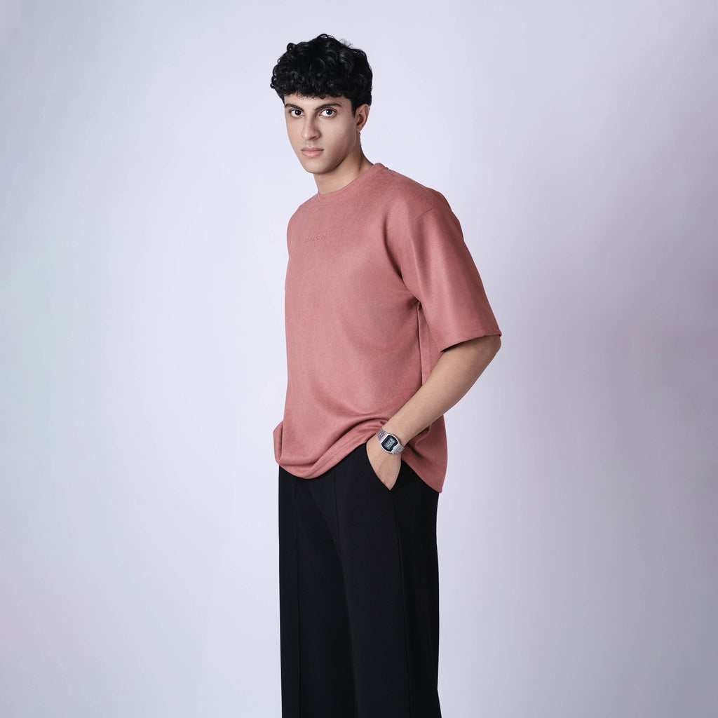 OLD ROSE EMBROIDERED SUEDE T - SHIRT - Hophead