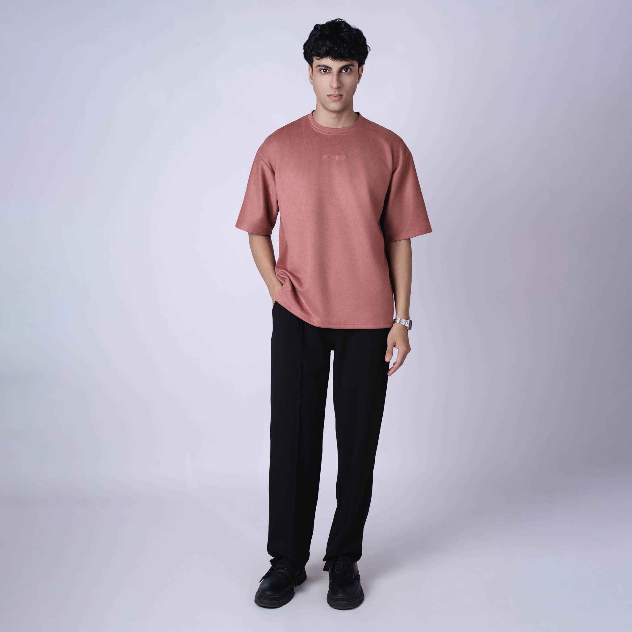 OLD ROSE EMBROIDERED SUEDE T - SHIRT - Hophead