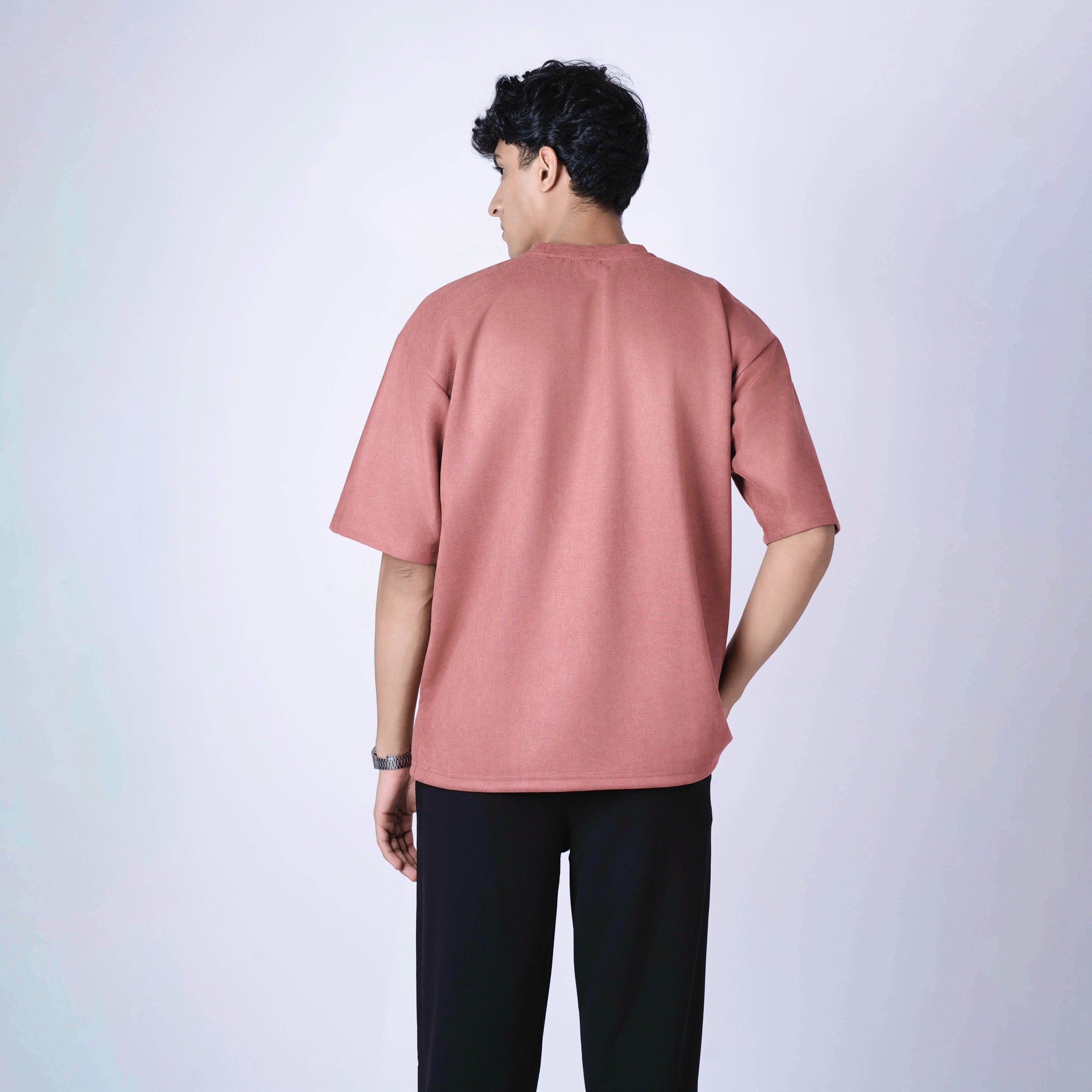 OLD ROSE EMBROIDERED SUEDE T - SHIRT - Hophead