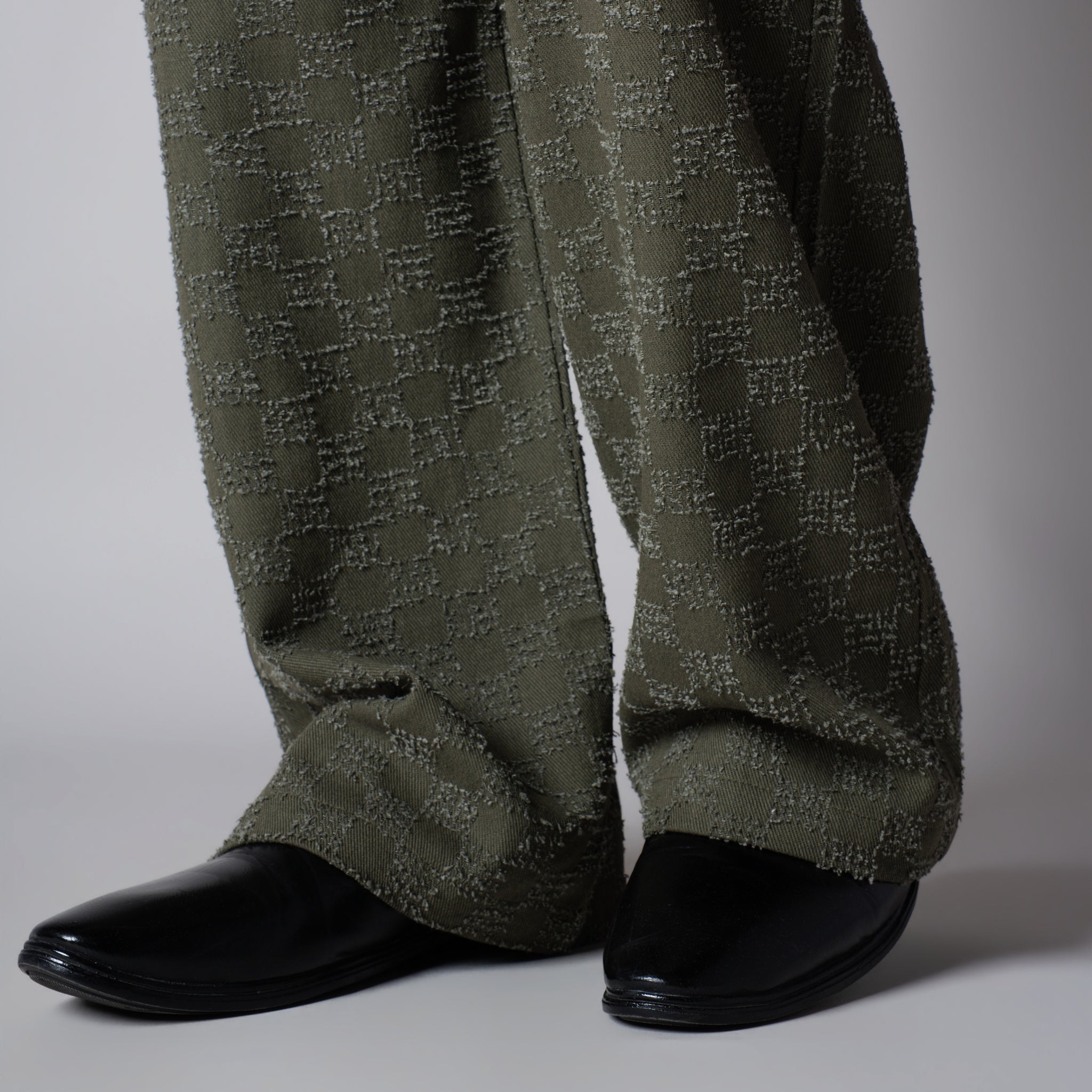 OLIVE CHECKERED ROOFING BOOT CUT DENIM - Hophead
