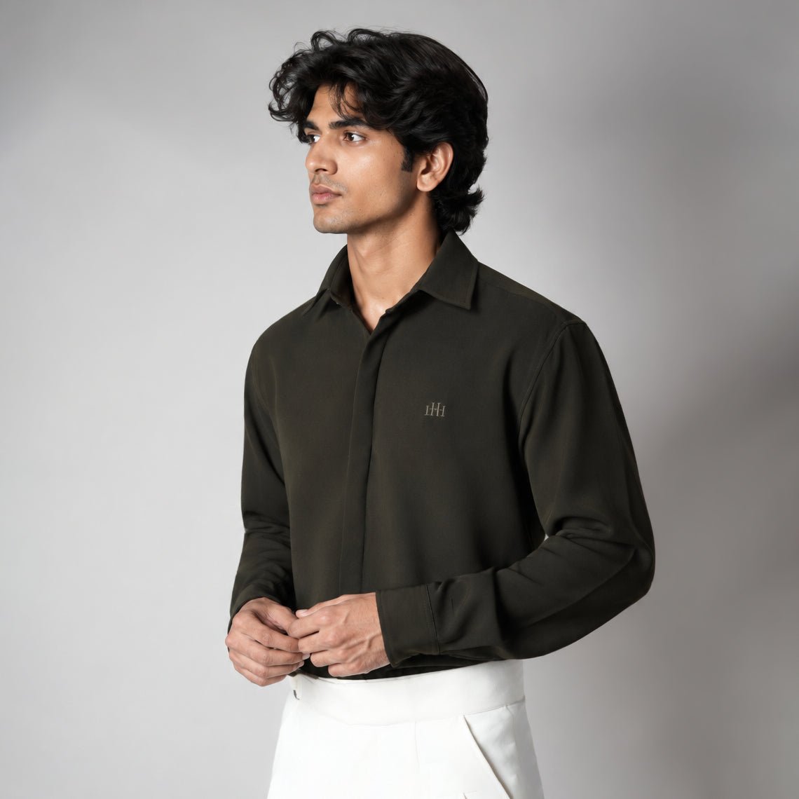 OLIVE GREEN KOREAN SHIRT - Hophead
